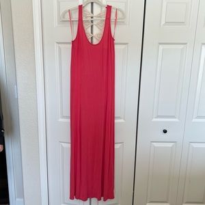 Coral/Pink Maxi Dress with Lace Detail on Back